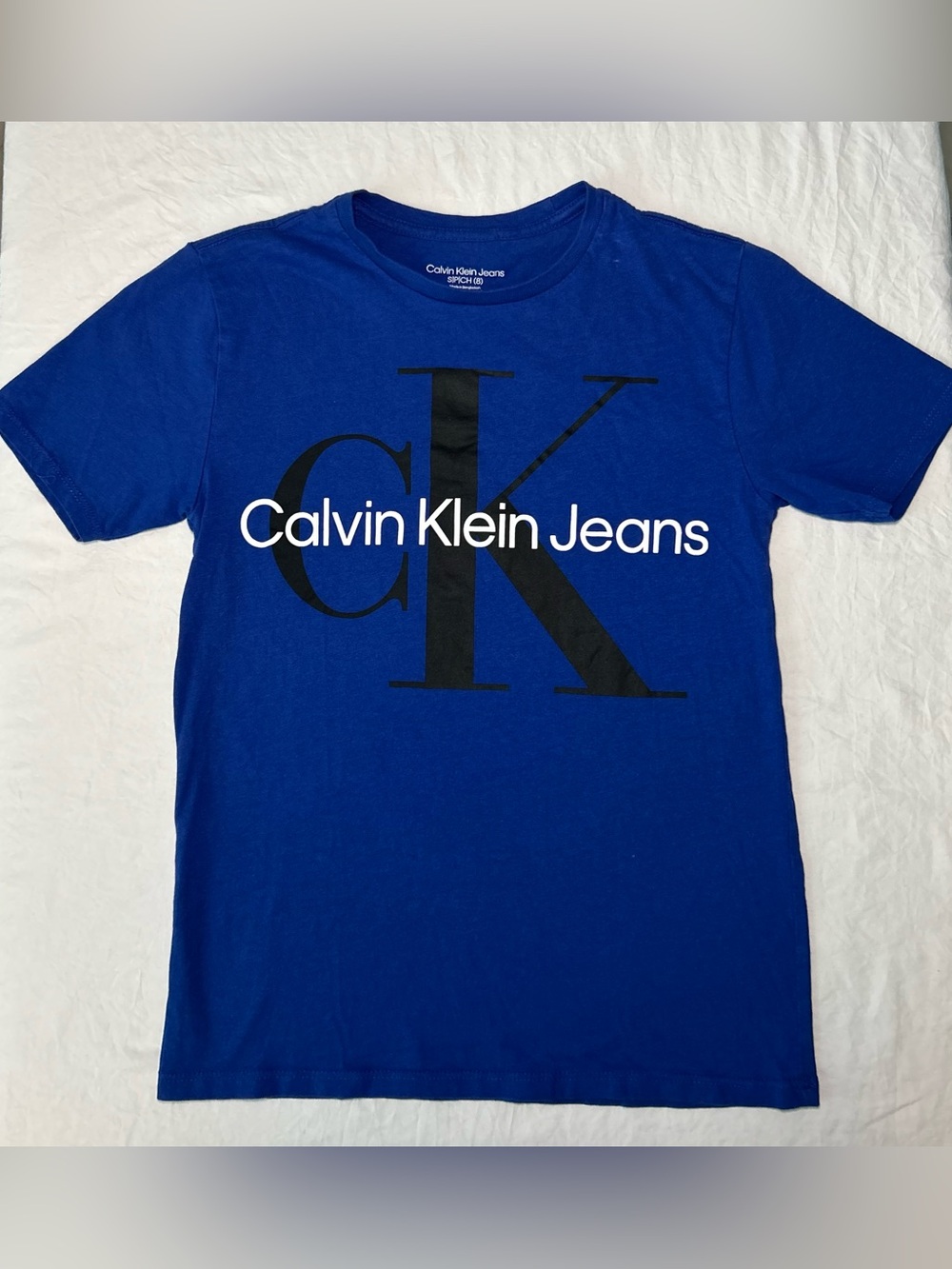 Calvin Klein Jeans Boys Blue Monolog Logo Tee S(8)